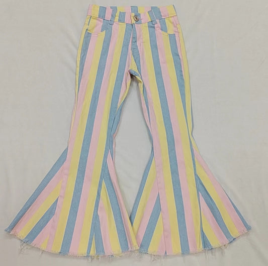 preorder P0336 Pink & blue striped girls denim jeans