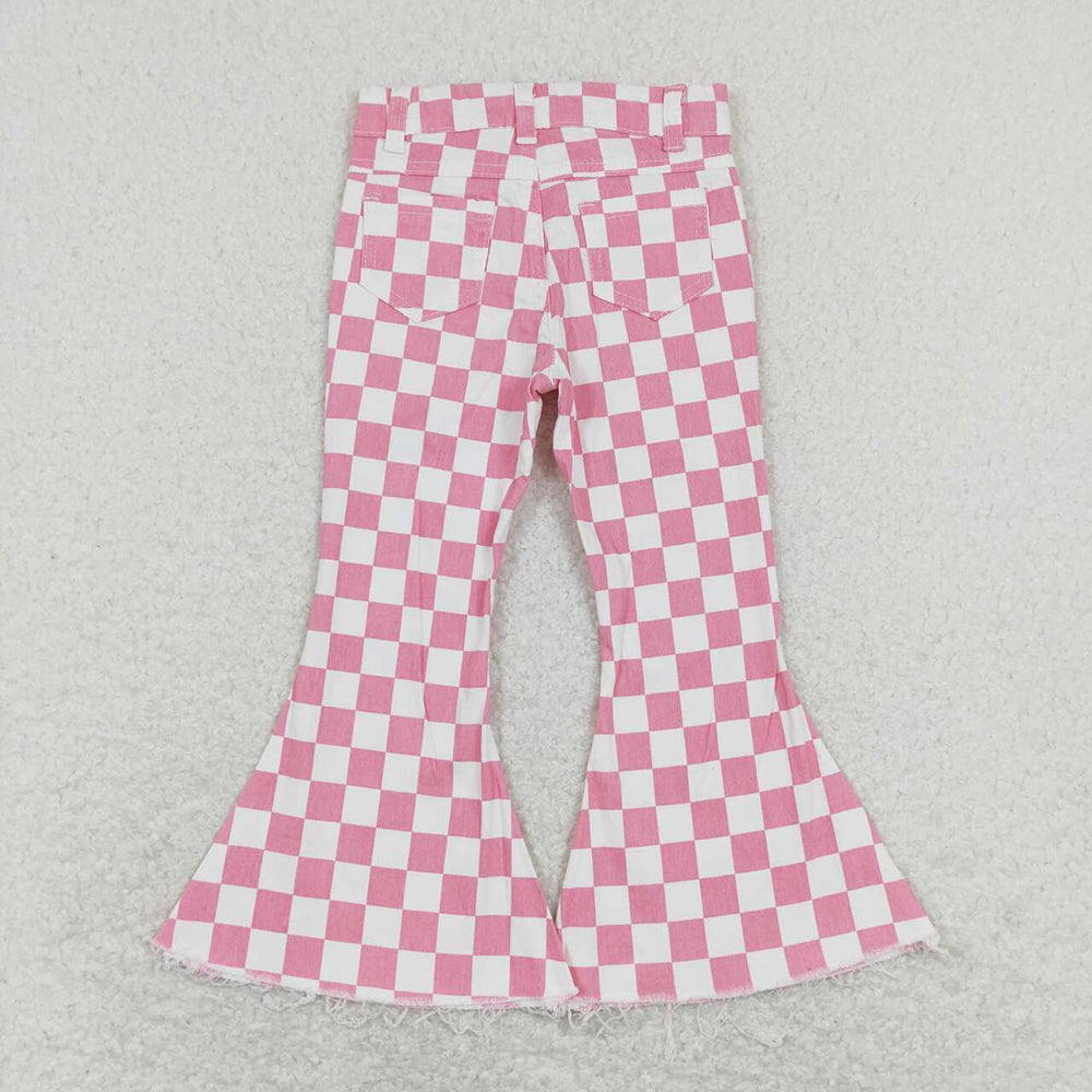 colorful checkered girls jeans RTS sibling clothes