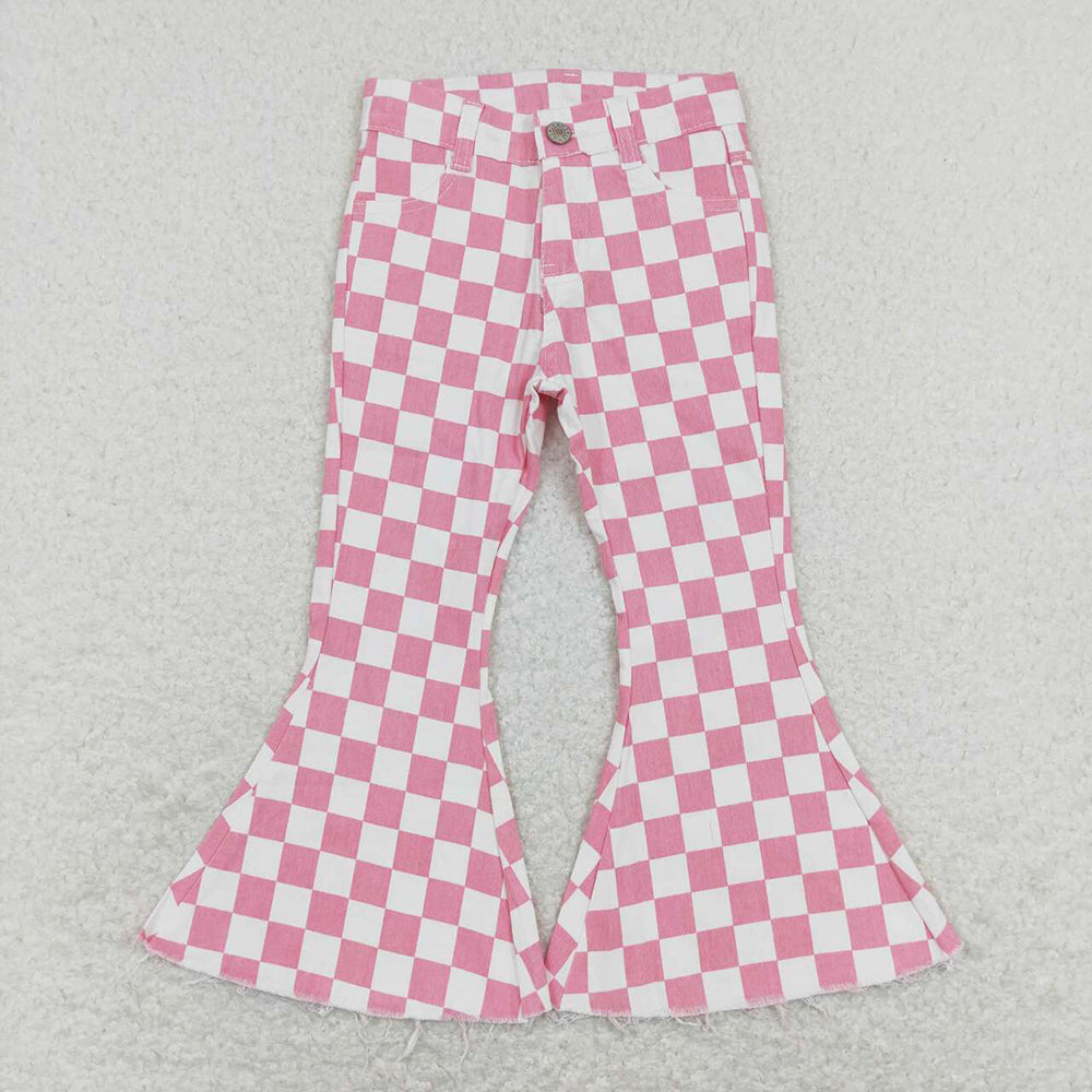 colorful checkered girls jeans RTS sibling clothes