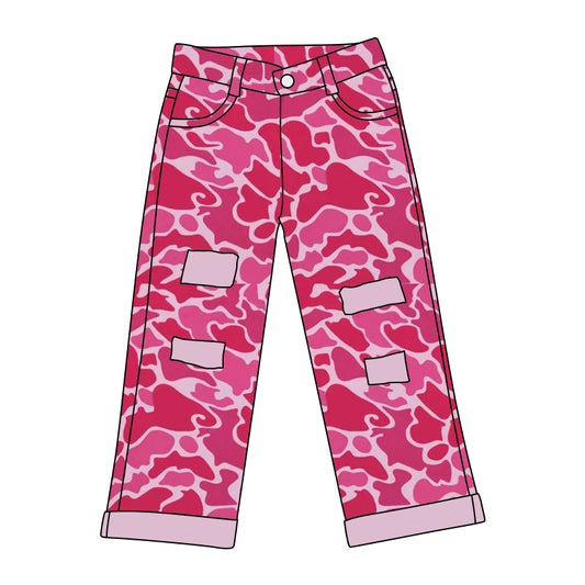 preorder P0371 Hot pink camo girls denim pants