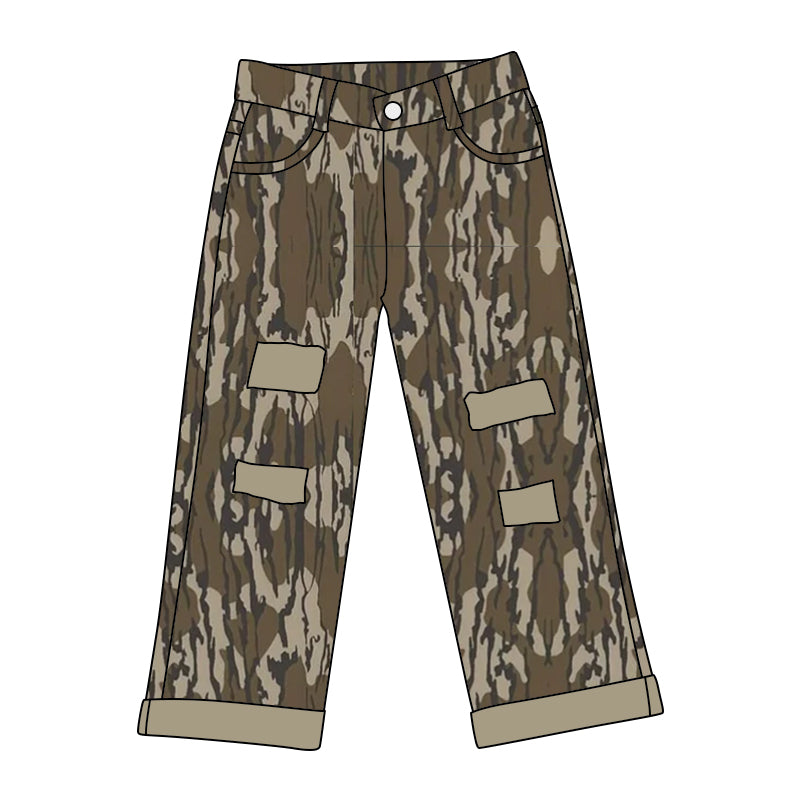 preorder P0373 Khaki camo kids denim pants