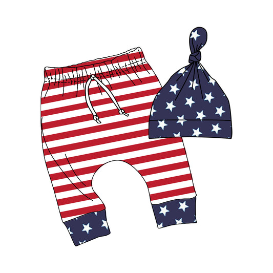 preorder P0377 July 4th red striped star boys pants