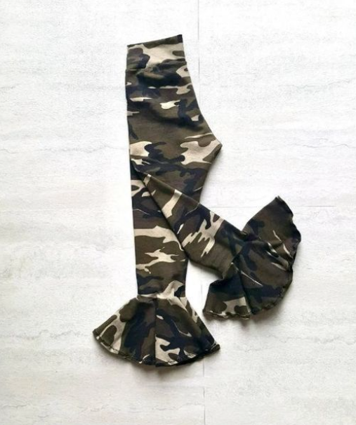 preorder P0381 Camo green girls milk silk pants