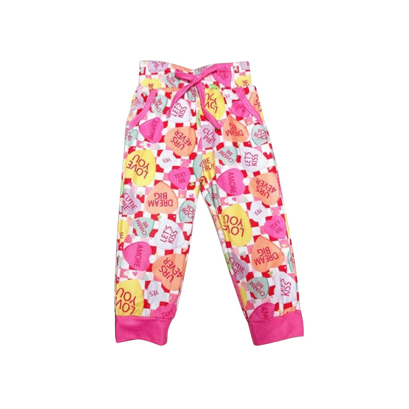 preorder P0382 Valentine's Day love you pink milk silk girls pants