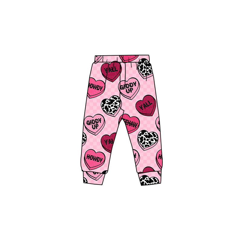 preorder P0398 Valentine's Day Heart Pink Milk Silk Girls Pants