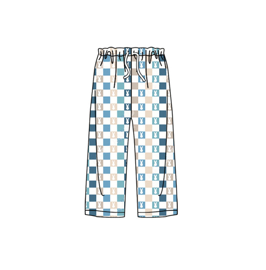 preorder P0427 Easter Rabbit Colorful Checkered Blue Adult Pants