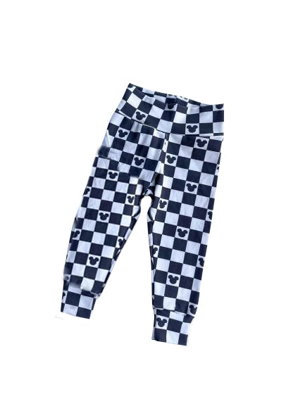 preorder P04356 Cartoon M black checkered boys pants