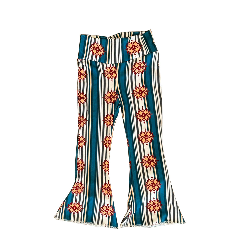 preorder P0443 Western Aztec blue striped girls pants