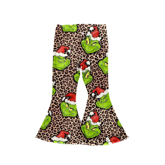 preorder P0482 Christmas green face leopard denim pants girls jeans