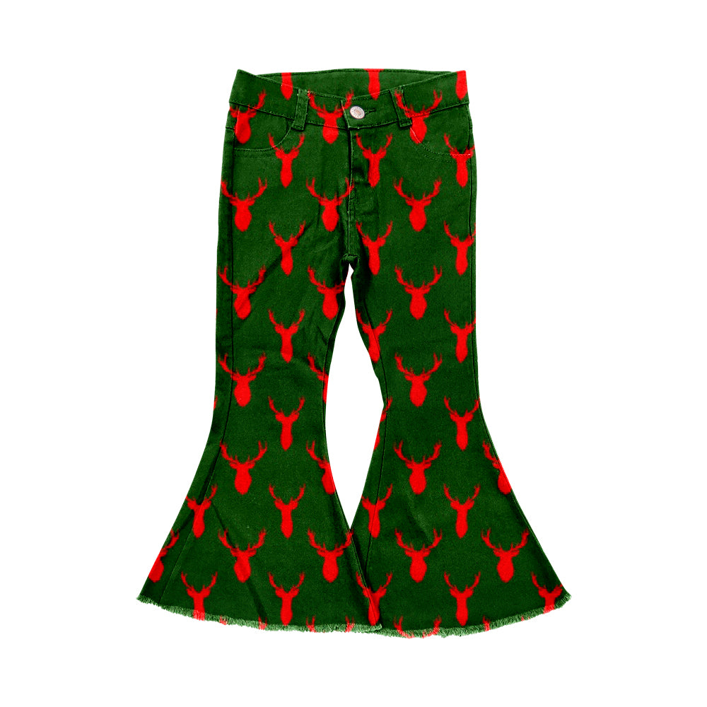 preorder P0515 Christmas deer green denim pants girls jeans