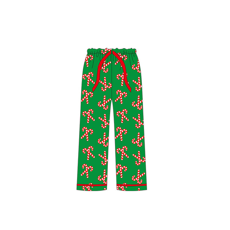 preorder P0531 Christmas cane candy green long sleeve adult pants