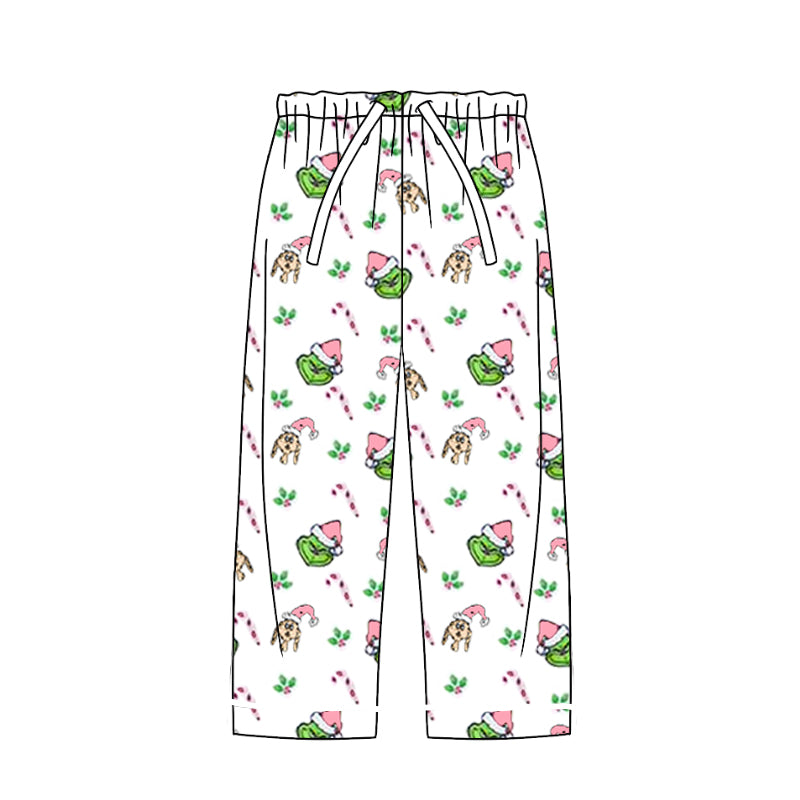 preorder P0536 Christmas cane candy green face adult woman pants