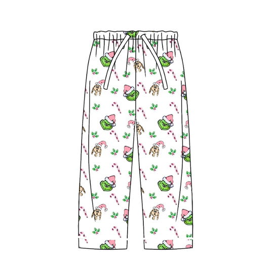 preorder P0536 Christmas cane candy green face adult woman pants