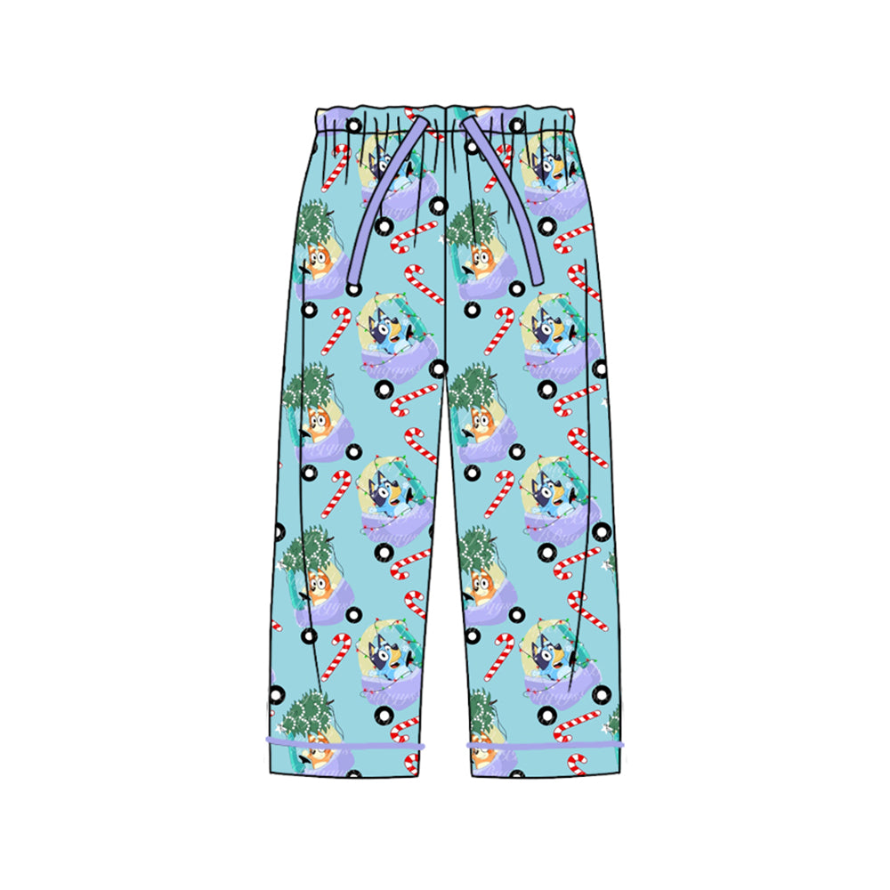 preorder P0565 Christmas blue dog cane candy adult pants