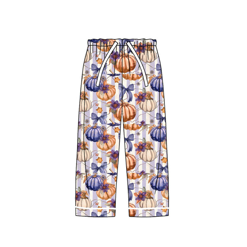 preorder P0600 orange pumpkin flowers purple striped adult women pants