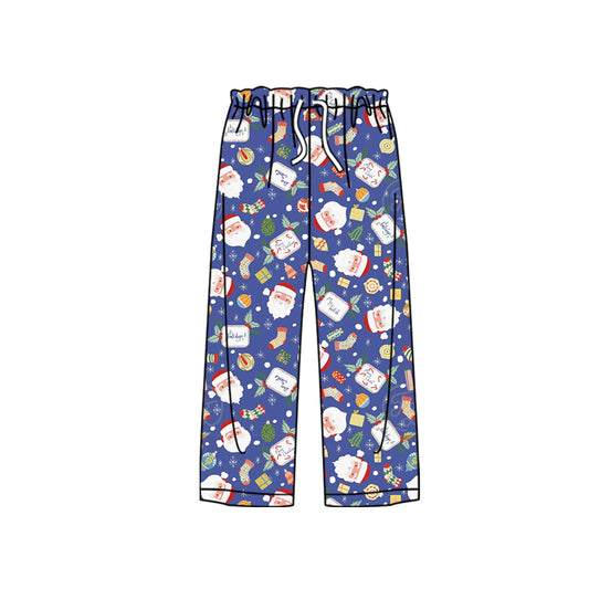 preorder P0602 Christmas Santa holly berry blue adult pants