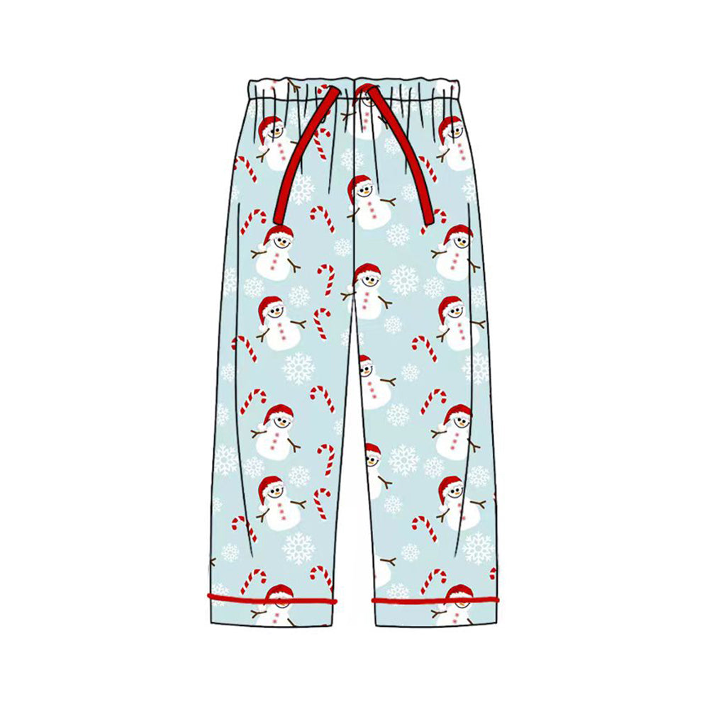 preorder P0606 Christmas cane candy snowman blue adult pants women pants