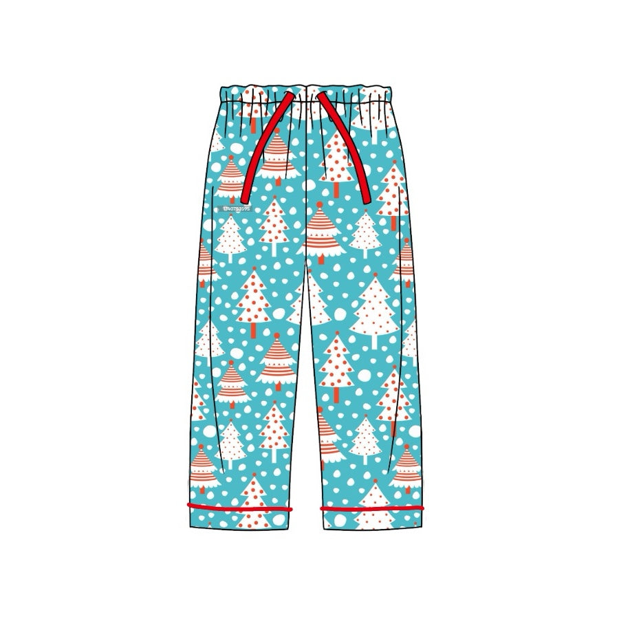 preorder P0618 Christmas snow tree blue adult women pants