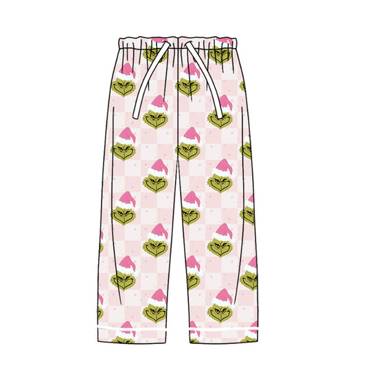 preorder P0620 Christmas green face pink checkered adult women pants