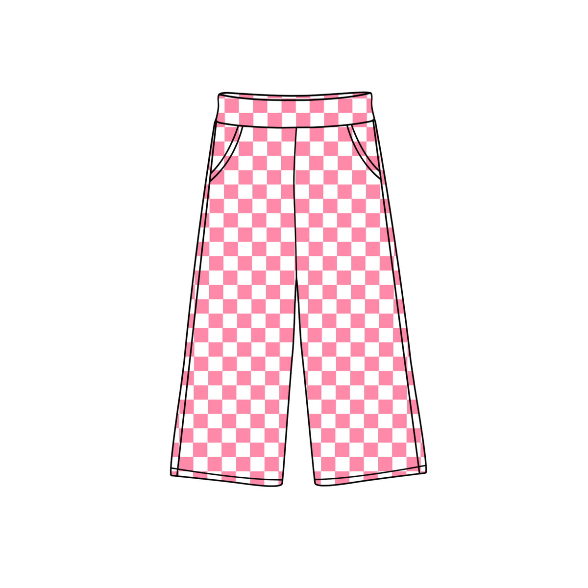 preorder P0694 hot pink checkered girls pants