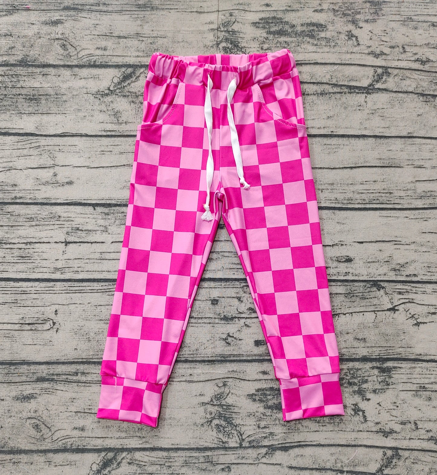 preorder P0700 hot pink checkered adult women pants milk silk