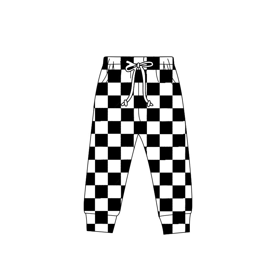 preorder P0702 black checkered adult women pants milk silk