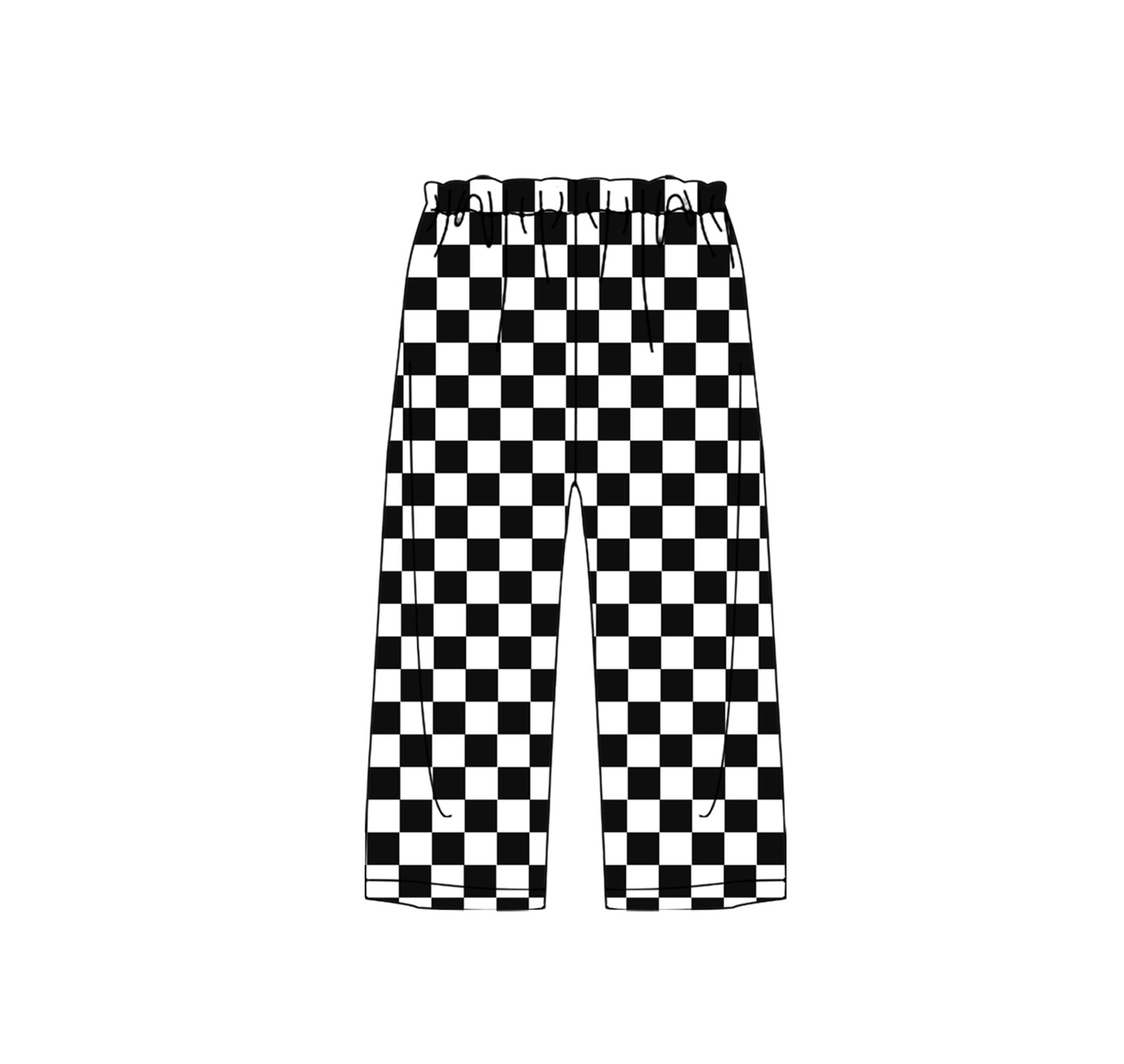 preorder P0729 Black Checkered Girls Pants