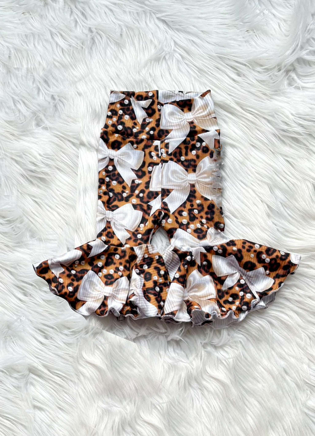 preorder P0750 pearl bow leopard girls pants