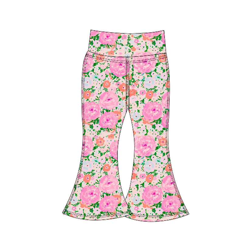preorder P0769 yoga colorful flowers pink flowers girls pants