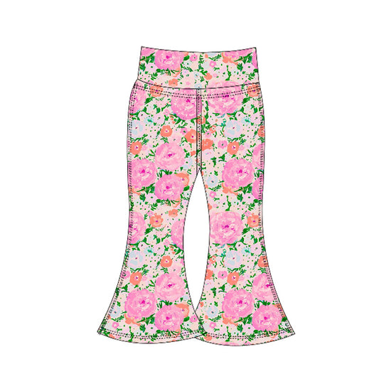 preorder P0769 yoga colorful flowers pink flowers girls pants