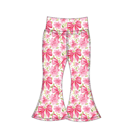 preorder P0770 yoga pink bows flowers girls pants