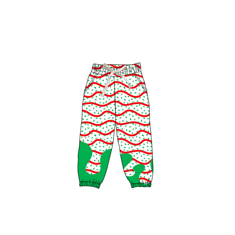 preorder P0826 yoga Christmas green dot red striped boys pants