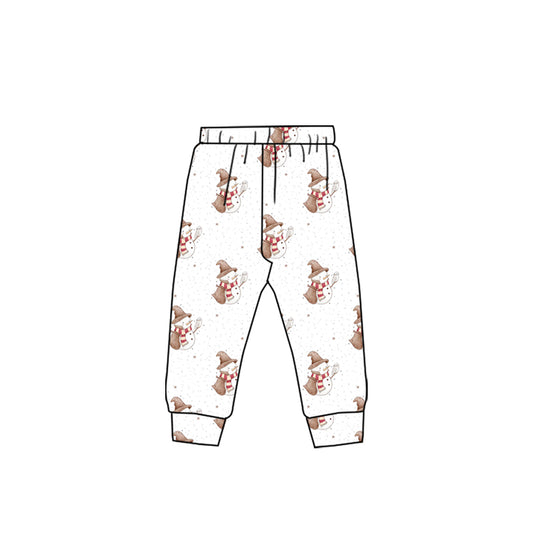 preorder P0844 Christmas snowman white boys pants