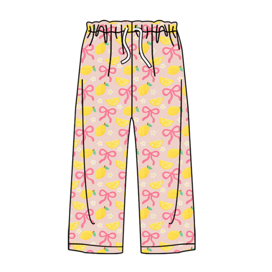 preorder P0861 lemon pink bows flowers adult woman pants