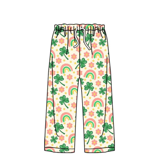 preorder P0862 St Patrick clover flowers rainbow adult woman pants