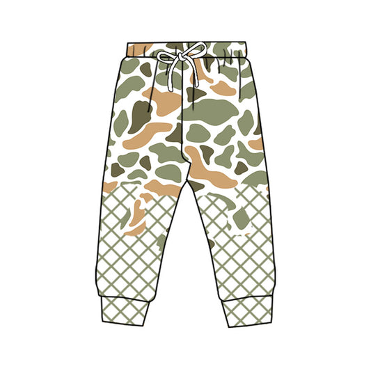preorder P0865 hunting green camo checkered boys pants