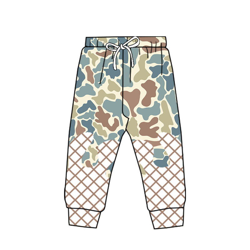 preorder P0869 hunting blue camo checkered boys pants
