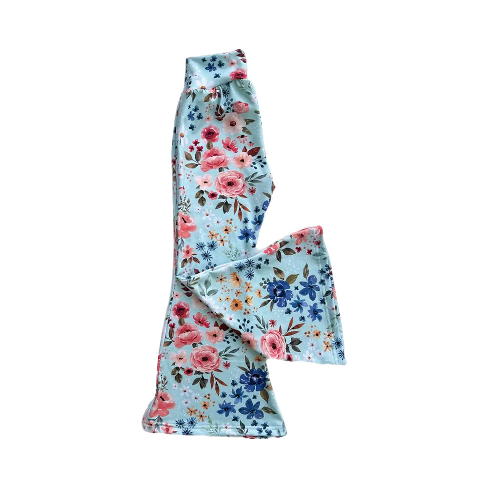 preorder P0882 colorful flowers blue girls pants