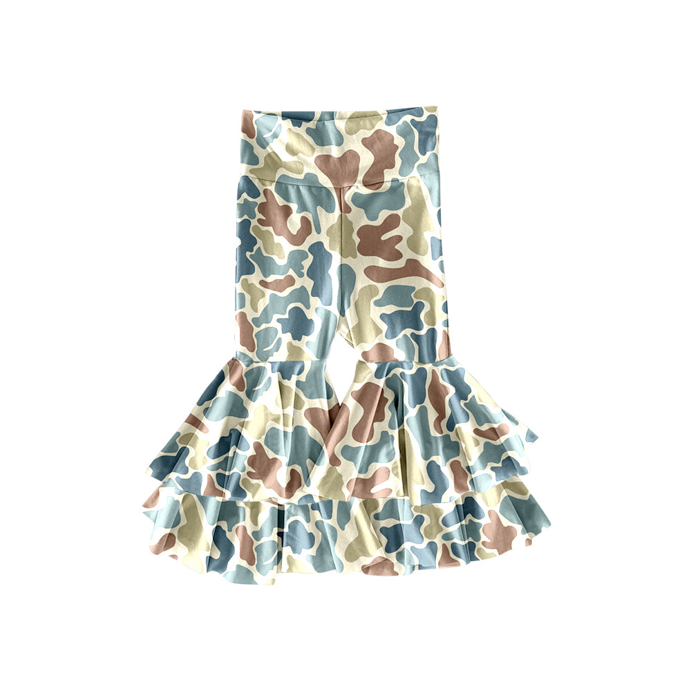 preorder P0892 yoga hunting blue camo bell-bottom pants girls pants