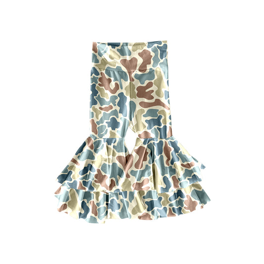 preorder P0892 yoga hunting blue camo bell-bottom pants girls pants