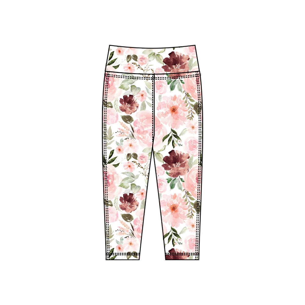 preorder P0915 yoga pink flowers girls pants