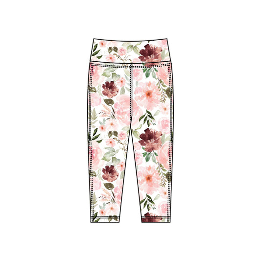 preorder P0915 yoga pink flowers girls pants