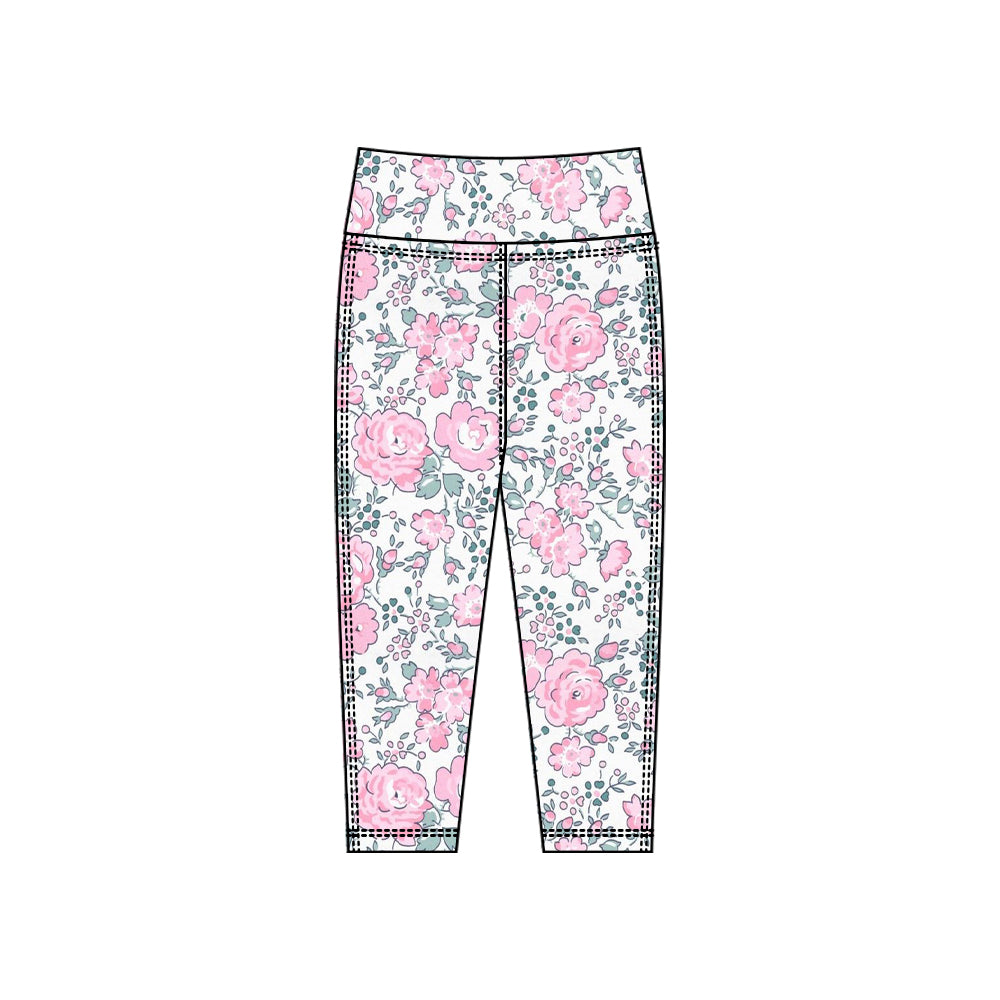 preorder P0917 yoga pink flowers girls pants