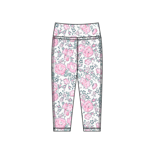 preorder P0917 yoga pink flowers girls pants
