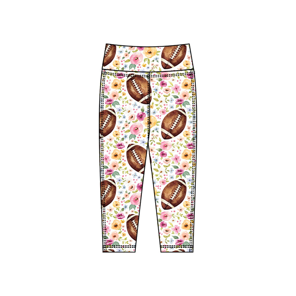preorder P0919 yoga football colorful flowers girls pants