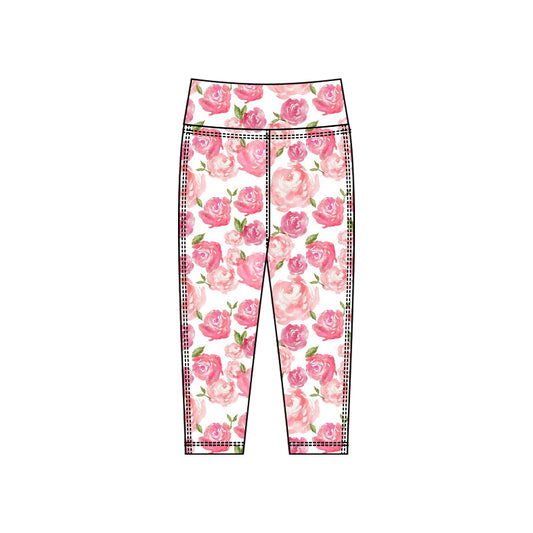 preorder P0920 yoga pink flowers rose girls pants