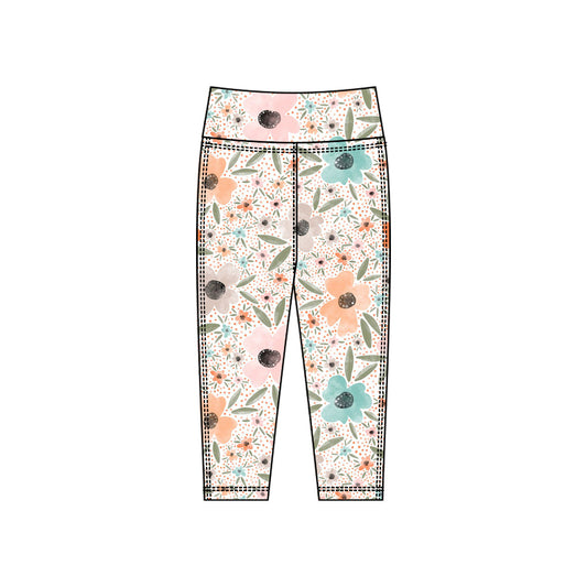preorder P0922 yoga colorful flowers girls pants