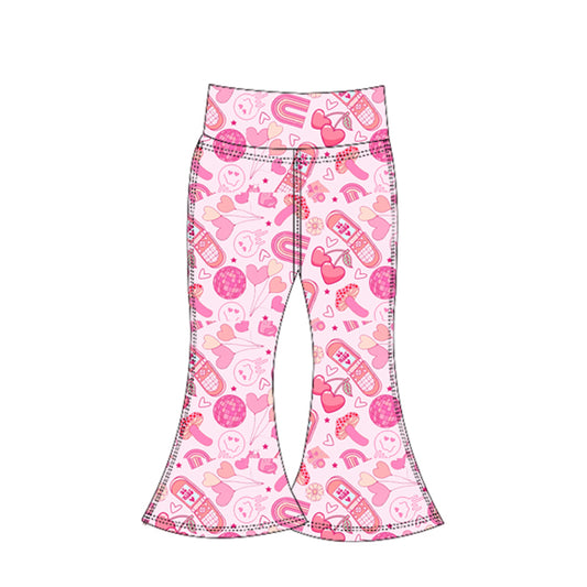 preorder P0955 Yoga Valentine's Day Heart Rainbow Mashroon Girls Pants