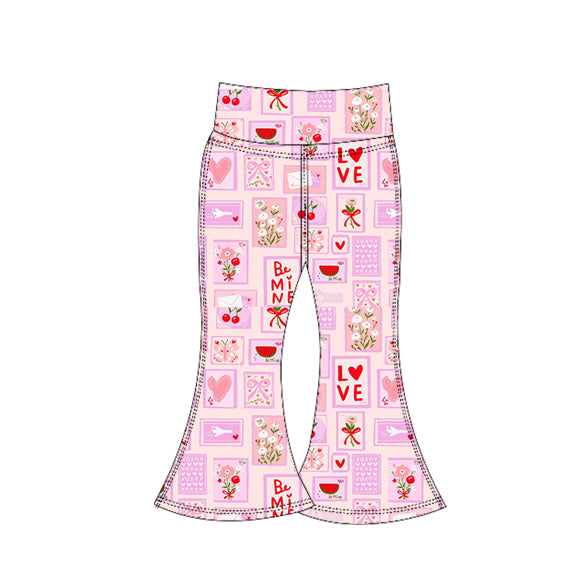 preorder P0956 Yoga Valentine's Day Heart Be Mine Flowers Girls Pants