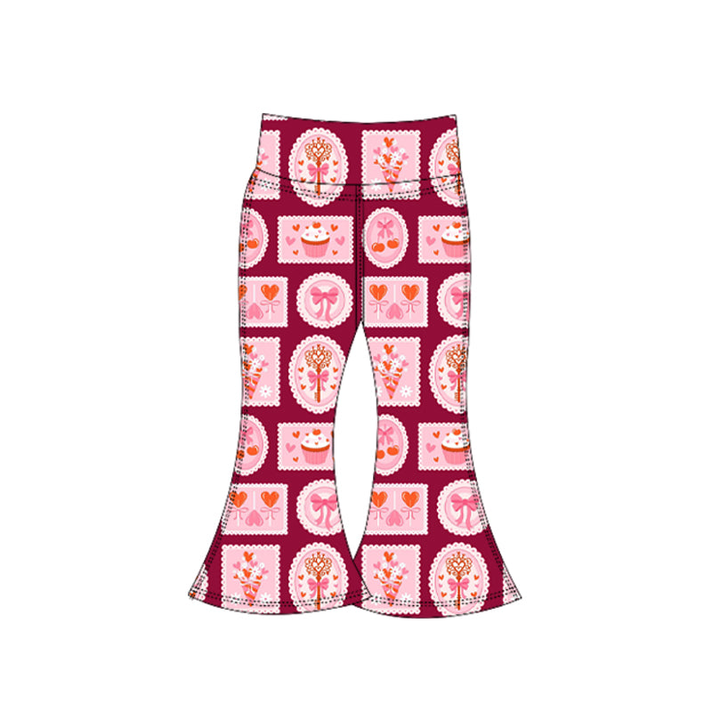 preorder P0957 Yoga Valentine's Day Heart Bows Cake Girls Pants